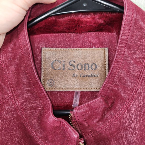 Red Faux Leather Jacket, Fitted , w/ Gold Embellishments . Soft Lining. Small. - Picture 7 of 9
